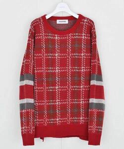 DISCOVERED Check line aweater レッド2 チェックラインセーター検索ラフシモンズCOMME des GARCONSラッドミュージシャンJIL SANDERships