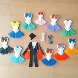 折り紙 ハンドメイド セーラー服 タキシード 黒猫 白猫