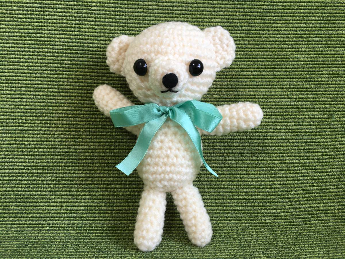 Amigurumi 小熊(白色)(丝带浅蓝色)手工制作, 玩具, 游戏, 毛绒玩具, 阿米古鲁米