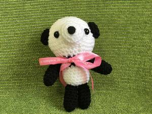 Art hand Auction Amigurumi panda (ribbon pink) handmade, toy, game, stuffed toy, Amigurumi