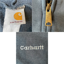 雰囲気系 CARHARTT フルジップ スウェット フード パーカー / カーハート 裏起毛 トレーナー スエット ブルー グレー ボロ_画像3