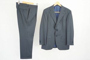 【即決】TEIJIN MEN'S SHOP テイジン メンズ シングルスーツ ピンストライプ super110´s 黒系 サイズ:AB5(86) 日本製 【784777】