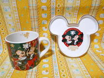 ♪ディズニー美品東京ディズニーシーハーバーサイドクリスマス2007陶器製カップ＆ミッキーマウス型プレート皿ミッキーマウス＆ミニーマウス_画像1