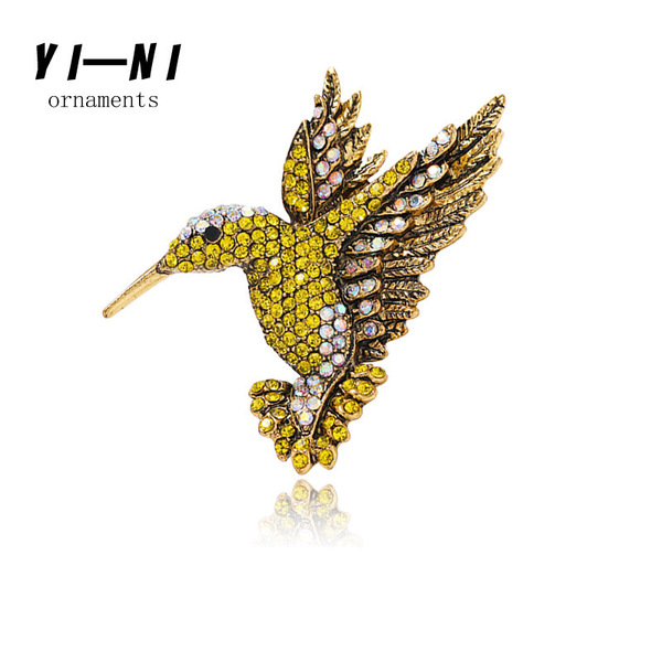 [HS-xz-46] 新品 アクセサリー 飾り　 ツバメ　イエロー　鳥 バチカン付き　ネックレスペンダント兼用ブローチ