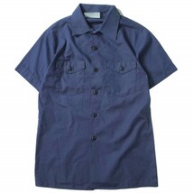 OFFICIAL YOUTH SHIRT アメリカ製 US古着 T/Cショートスリーブワークシャツ LG(14-16) ネイビー 半袖 ボーイスカウト MADE IN USA f1103_画像1