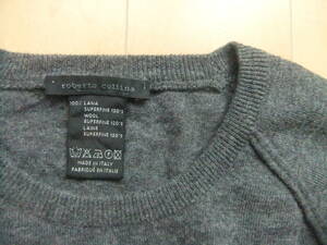 ロベルトコリーナ SUPER FINE 120'S WOOL イタリア製 ニット グレー　サイズ46