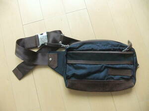 MASTER PIECE マスターピース ウエストバッグ NYLON COW LEATHER navy brown MADE IN JAPAN 日本製 紺茶