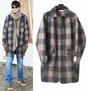  regular price 8.1 ten thousand nonnative TOURIST COAT W/N MELTON BUFFALO CHECK hobo vendor DWELLER 1 check pattern wool melt n coat Nonnative 