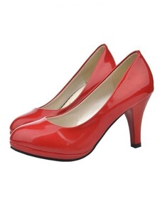  pumps 8. heel enamel beautiful legs casual business 24. red new goods unused B class goods NO.5
