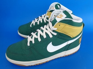 11924■美品 16年製 NIKE BIG HIGH ナイキ ビッグ ハイ 緑 黄 白 27.5 cm グリーン セルティックカラー ターミネーター ダンク 854165-300