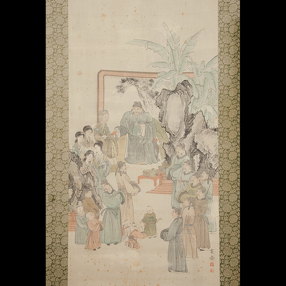 森寛斎翁草稿高砂之図 森寛斎 曽孫公挙観 掛軸 肉筆 高砂 紙本 合箱