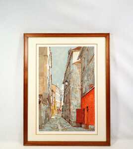 真作 ジャン・ケイム リトグラフ「ザクレクールの道」画寸 38cm×57cm 仏人作家 サクレクール寺院を遠望にパリ裏通りを詩情豊かに描く 6762