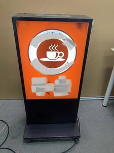 【中古】大阪引取限定　看板　喫茶店　コーヒー　ライト　カフェ　昭和　レトロ　モダン　オレンジ【UTK2F085】