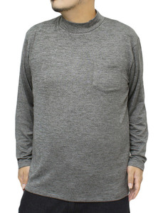 【新品】 5L チャコール 長袖Tシャツ メンズ 大きいサイズ ハイネック 裏起毛 薄手 消臭 抗菌 デオドラントテープ付き カットソー