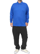 【新品】 5XL ロイヤルブルー 長袖 ポロシャツ メンズ 大きいサイズ ドライ メッシュ 吸汗速乾 UVカット 無地 ポケット付き シャツ_画像2