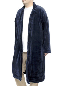 【新品】 5L ネイビー 着る毛布 メンズ 大きいサイズ マイクロ ベロア ショール ロング丈 ガウンコート カーディガン
