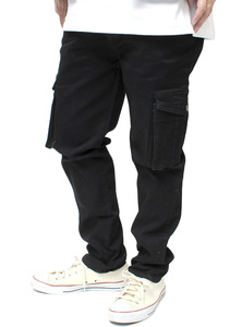 【新品】 4L ブラック カーゴ スキニーパンツ メンズ 大きいサイズ デニム ストレッチ スリムフィット デニムパンツ ジーンズ