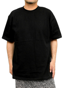 【新品】 3XL ブラック 半袖 Tシャツ メンズ 大きいサイズ スーパー ヘビーウェイト 厚手 7.4オンス 無地 クルーネック カットソー