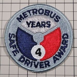 EF214 メトロバス セーフドライバー アワード 丸形 ワッペン パッチ METEROBUS SAFE DRIVER AWARD 4 YEARS