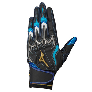 Новый [Mizuno] Mizuno Pro Batting Оба перчатки кремниевые силовые дуги li w-leather 1ejea50109 Black X Blue x Sky Blue 23 см