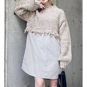 【MURUA】 メランジニットドッキングワンピース