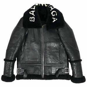 *Y1566 unused Balenciaga bomba Rudy a leather × mouton jacket 36 black 2017AW 436548 BALENCIAGA lady's men's *