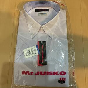 送料無料 新品 Mr.JUNKO 半袖ワイシャツ ボタンダウン 39/M アクティブサポート 瞬乾サラサラ 涼しさ4倍　防汚 スリムスタイル 薄紫