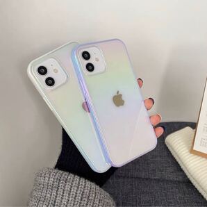 iPhone11 オーロラケース ホログラム サイドカラー ダーク