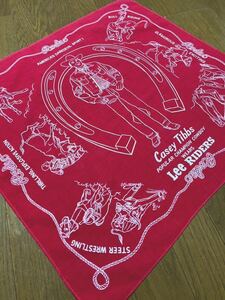  ultra rare Lee RIDERS casey Tibbs 100% COTTON red one-side ear USA made Vintage bandana Lee vintage C11082