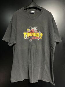 90'S 当時物　THRASHER ドラゴンTシャツ　ヴィンテージ　サイズL オールドスケート　ブラック　パウエル　Hanesタグ　