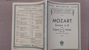 輸入楽譜　2台のピアノのための楽譜　モーツァルト　ソナタ K.448 & フーガ K.426　米国印刷 SCHIRMER'S LIBRARY 