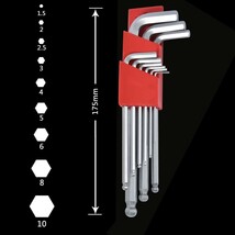 BESTU 六角棒レンチ セット ボールポイント L型レンチ 六角棒レンチセット1.5/2/2.5/3/4/5/6/8/10mm ロング 精密 レンチセット 9本組_画像5