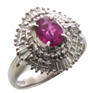  ring platinum 900 Pt900 diamond 0.48ct ruby 0.77ct ring size :9 number Mini . another document lady's jewelry 