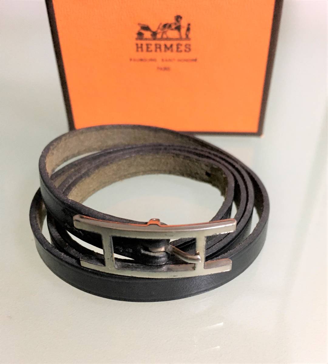 PayPayフリマ|レア HERMES エルメス シルバー レザー ブレスレット
