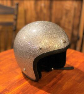 【YODER】70年代ヴィンテージジェットヘル　Mサイズ(約58cm)　シルバーフレーク　ラメ　インナーリペア済み　ビンテージ　RAMBLEランブル