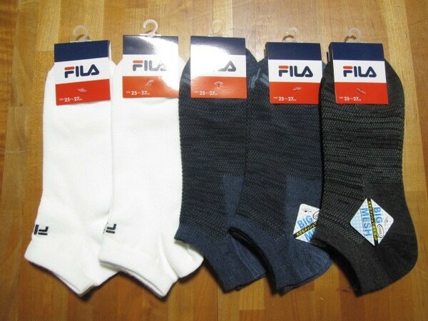 *送料無料*新品*フィラ*25-27㎝*スニーカーソックス５足*BIG MESH通気性UP(3足)*FILA*