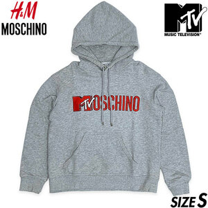  domestic regular goods # H&M ( H and M )× MOSCHINO ( Moschino ) MTV Logo embroidery long sleeve pull over sweat Parker ash gray S