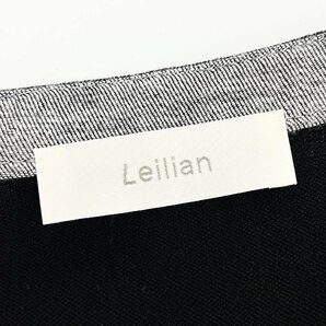 美品 Leilian レリアン 「ノーカラー デニム 切り替え ジャケット」 ウール ニット 薄手 13+ LL相当 大きいサイズ 黒 日本製 定価￥60,500-の画像7