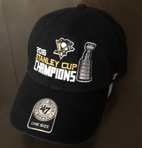 NHL ペンギンズ キャップ 47 コラボ Pittsburgh Penguins 黒 CAP Stanley Cup チャンピオン 2016 アイスホッケー 好きに も