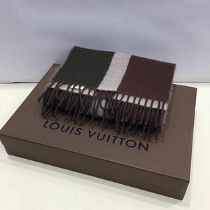 【LOUIS VUITTON ルイヴィトン】Vイストリック マフラー イタリア製 ウール カシミヤ カーキ ボルドー 2211oki