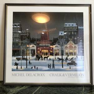 Art hand Auction [Good Condition] Michel Delacroix★Moulin Rouge in the Snow Print Painting Frame has scratches, artwork, print, silk screen