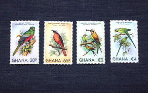 ga-na stamp bird *4 kind unused Africa ko cow chou, oo tsugmihitaki, shrimp bee ki,senegaru ho nsei parakeet 1981 year 