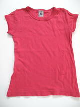 **中古　PETIT BATEAU プチバトー 半袖Tシャツ 濃いピンク 5ans 108cm 90-100 女の子_画像1