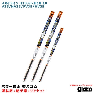 ソフト99 ガラコワイパー パワー撥水 替えゴム 車種別セット スカイライン H13.6～H18.10 V35/NV35/PV35/HV35 運転席+助手席+リア