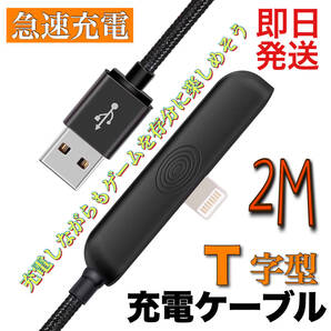T型コネクタUSBA to ライトニング急速充電ケーブル iPhone 2M