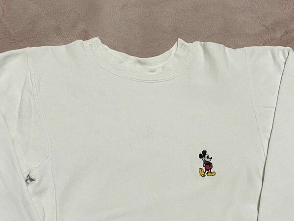 90's Disney Wear ミッキーマウス ワンポイント刺繍 スウェットトレーナー Sサイズ リバースウィーブタイプ ビンテージ古着 チャンピオン