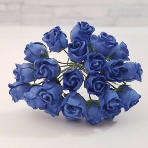  искусственный цветок [ Mini * бумага цветок роза. .......( группа синий цвет #176) диаметр примерно 8-10mm 25шт.@] ручная работа ручная работа искусственный цветок миниатюра 