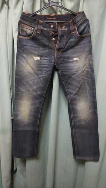 ◇美品◇ ◆Nudie Jeans ヌーディージーンズ クラッシュ リペア インディゴ デニム◆ ○W28 L32 □MADE IN ITALY