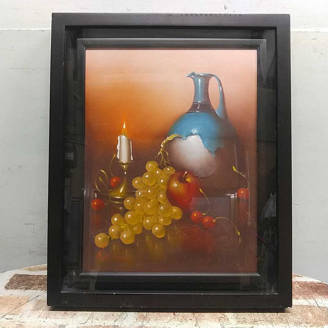 絵画アート壺とフルーツ