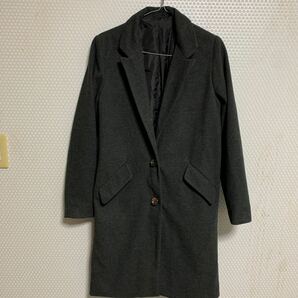 チェスターコート ロングコート　色濃いグレー　サイズM